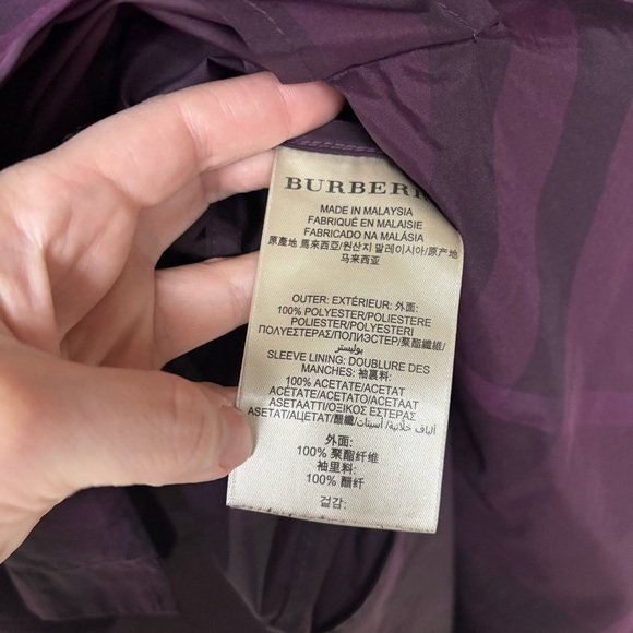 Burberry Brit Double Breasted Rain Coat Purple Novacheck Preppy Classic Womens 6 - Picture 6 of 11